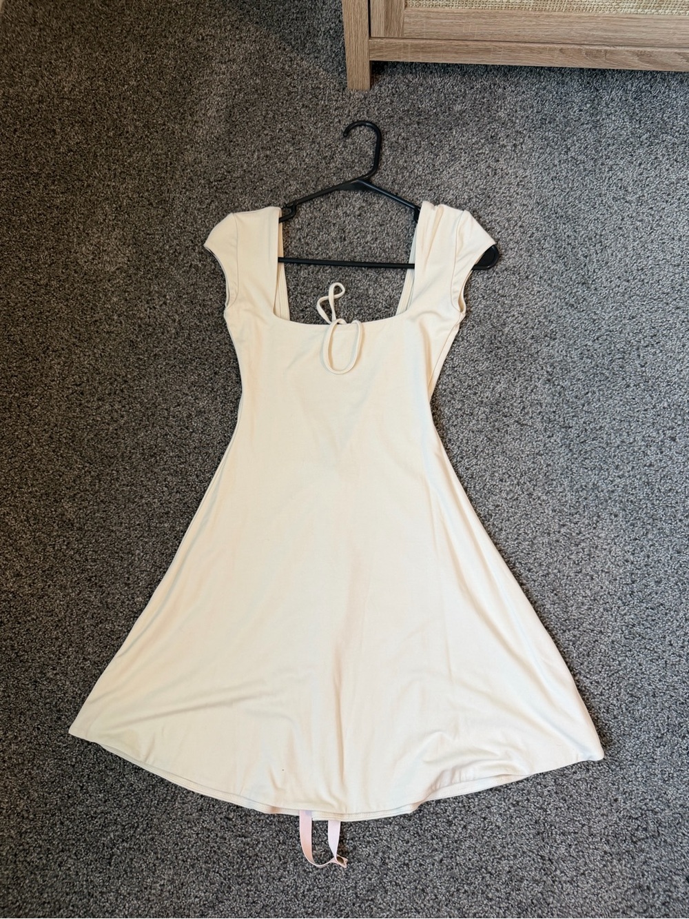 Oh Polly Cream Mini Dress with Tie Back